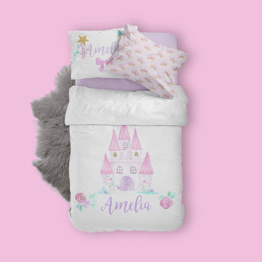 Princess Fairy Tale Kids Bedding Set (Comforter or Duvet Cover) - text, ,