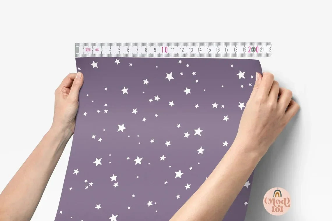 Purple Stars Peel & Stick Wallpaper - gender_girl, Purple Butterfly, Theme_Butterfly