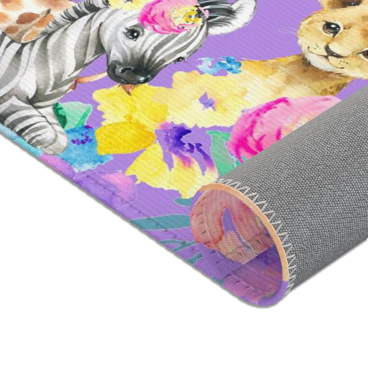 Safari Babe Personalized Floral Nursery Rug - gender_girl, Safari Babe, text