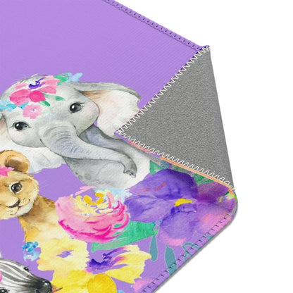 Safari Babe Personalized Floral Nursery Rug - gender_girl, Safari Babe, text