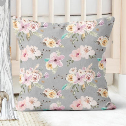 Floral Woodlands Gray Kids Bedding Set (Comforter or Duvet Cover)