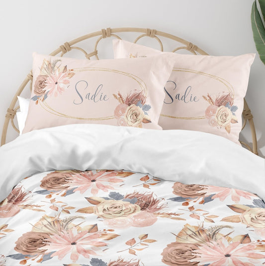 Soft Boho Floral Kids Bedding Set (Comforter or Duvet Cover) - gender_girl, text, Theme_Boho