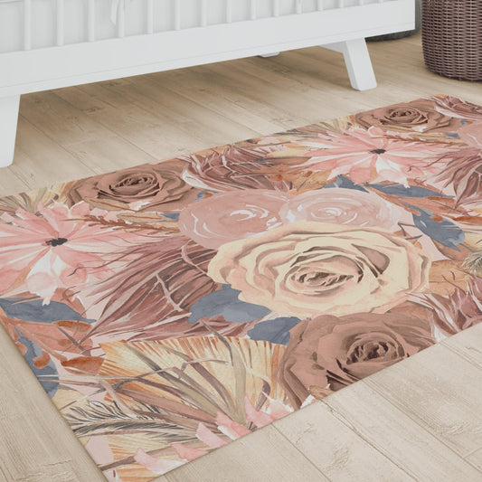 Soft Boho Floral Nursery Rug - gender_girl, Theme_Boho, Theme_Floral