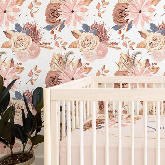 Soft Boho Floral Peel & Stick Wallpaper - gender_girl, Theme_Boho, Theme_Floral