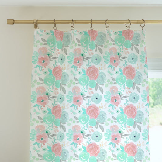 Spring Floral Curtain Panel - gender_girl, Spring Mint Floral, Theme_Floral