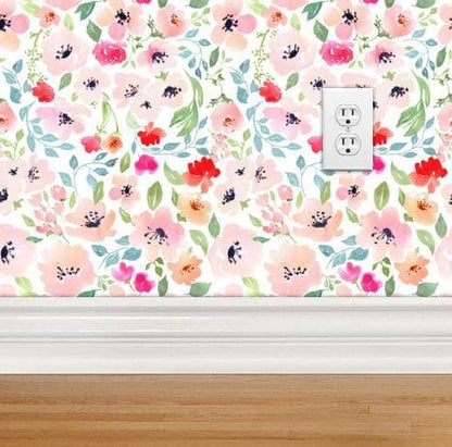 Spring Watercolor Floral Peel & Stick Wallpaper - , ,
