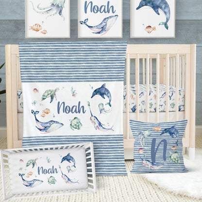 Sweet Sea Creatures Personalized Nursery Art - gender_boy, Sweet Sea Creatures, text