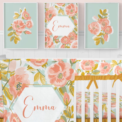 Sweet Vintage Floral Personalized Nursery Art - gender_girl, Sweet Vintage Floral, text