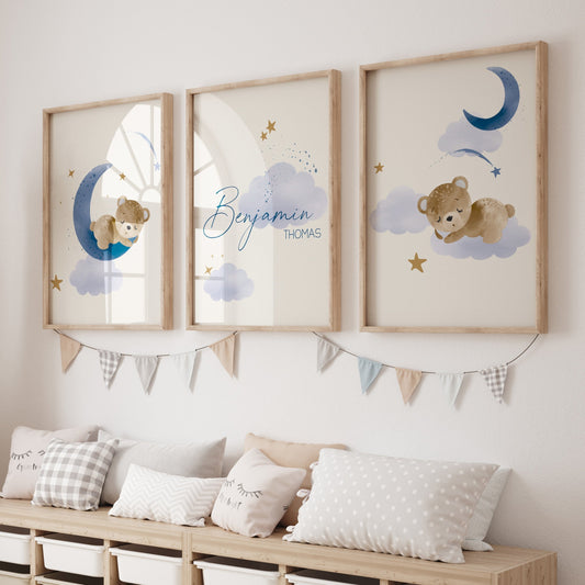 Teddy Bear Personalized Nursery Art - gender_boy, Teddy Bear, text