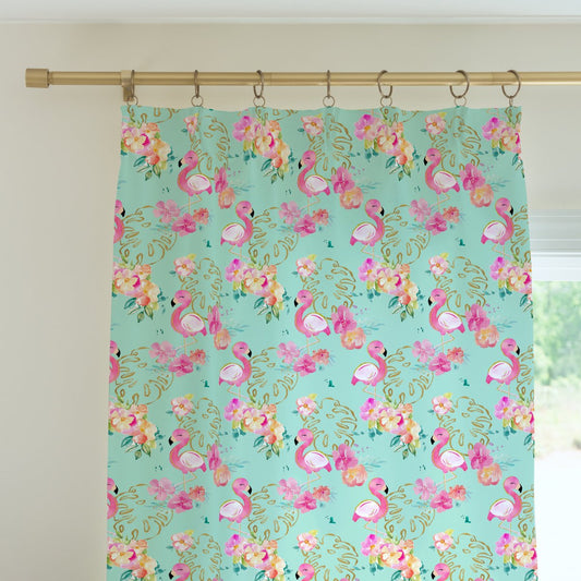 Tropical Flamingo Curtain Panel - gender_girl, Theme_Tropical, Tropical Flamingo