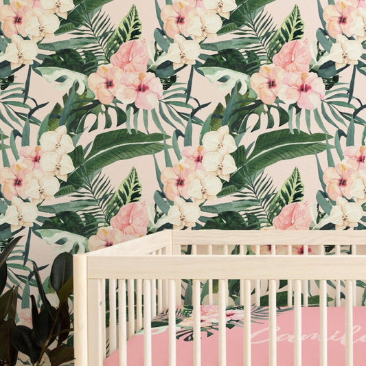 Tropical Floral Peel & Stick Wallpaper - gender_girl, Theme_Floral, Theme_Tropical