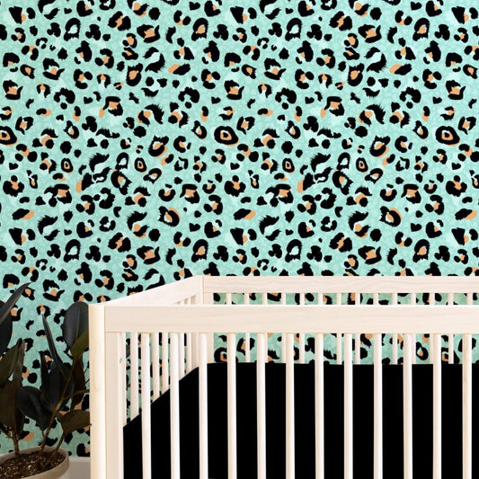 Turquoise Leopard Peel & Stick Wallpaper - gender_boy, gender_girl, gender_neutral