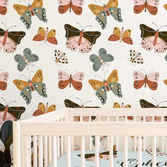 Vintage Butterfly Peel & Stick Wallpaper - gender_girl, Theme_Butterfly, Vintage Butterfly