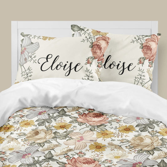 Vintage Floral Kids Bedding Set (Comforter or Duvet Cover) - gender_girl, text, Theme_Floral