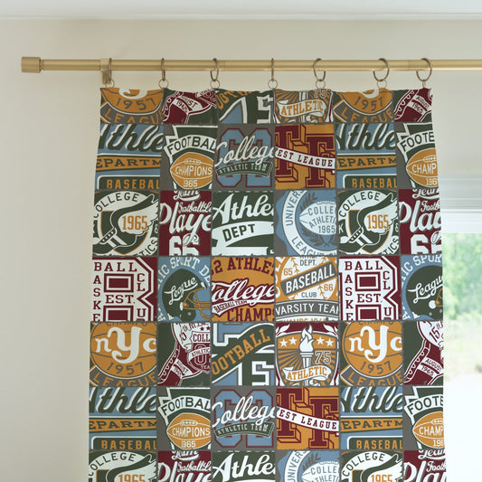 Vintage Sports Patchwork Curtain Panel - gender_boy, Vintage Sports,
