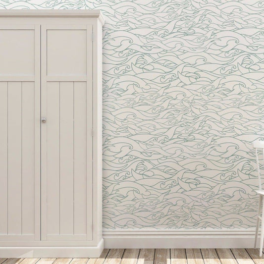 Waves Peel & Stick Wallpaper - gender_girl, Theme_Floral, Theme_Ocean