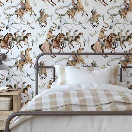 Wild West Round Up Peel & Stick Wallpaper - gender_boy, Theme_Farm, Theme_Southwestern