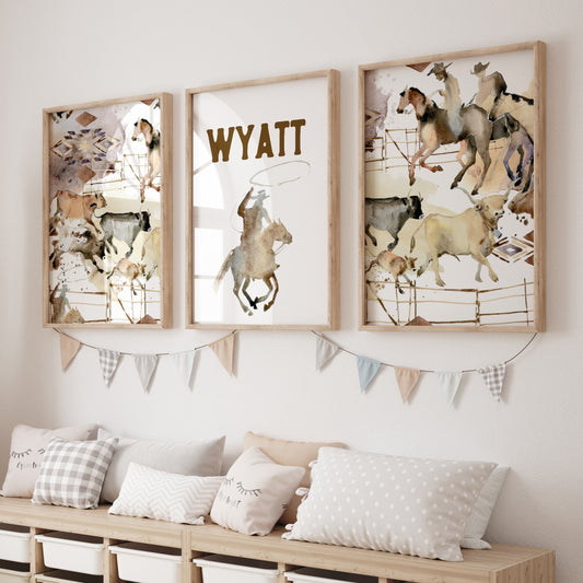 Wild West Cowboy Personalized Nursery Art - gender_boy, text, Theme_Farm
